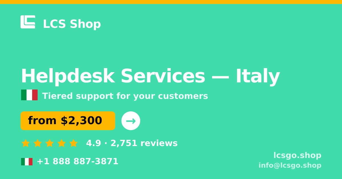 Helpdesk Services in Rome — from $2,100/mo, rated 4.9/5 by 885 clients. LCS Shop.