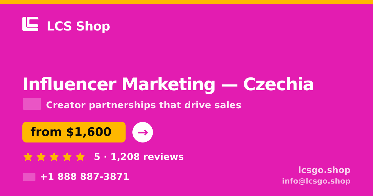 Influencer Marketing in Czechia — from $1,600/mo, rated 5/5 by 1208 clients. LCS Shop.