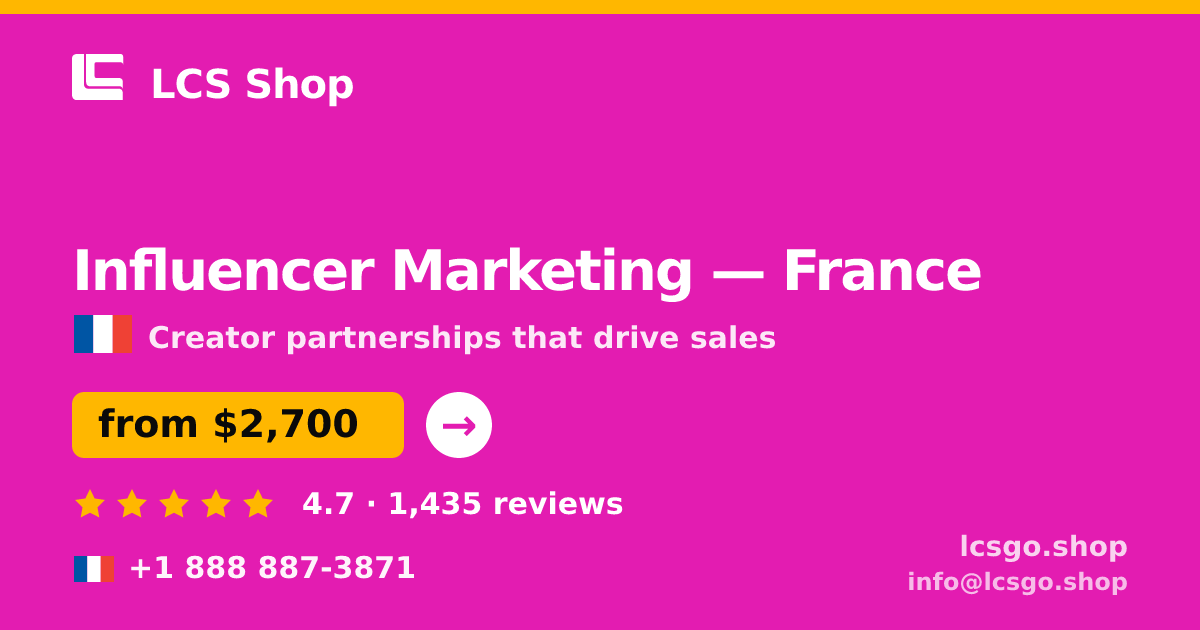 Influencer Marketing in Paris — from $2,400/mo, rated 4.8/5 by 1304 clients. LCS Shop.