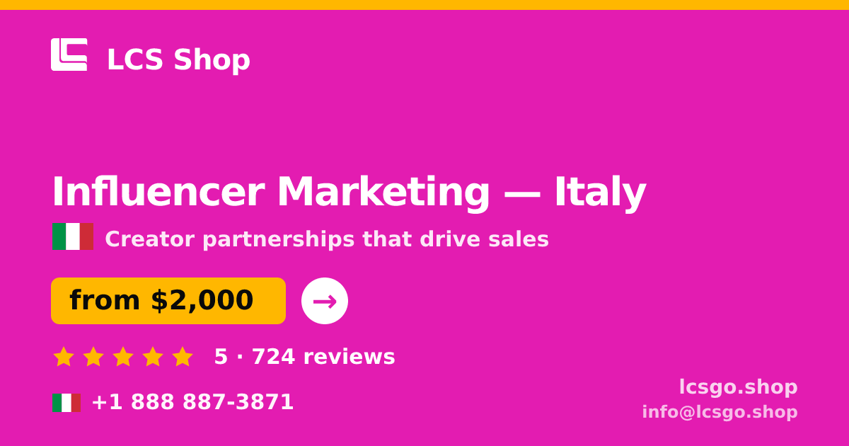 Influencer Marketing in Rome — from $1,800/mo, rated 4.7/5 by 909 clients. LCS Shop.