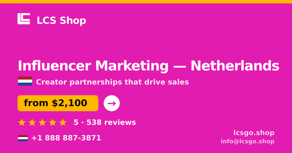 Influencer Marketing in Amsterdam — from $2,800/mo, rated 5/5 by 2216 clients. LCS Shop.
