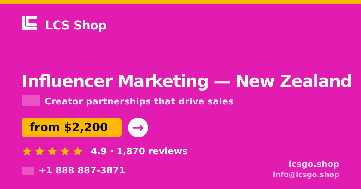Influencer Marketing in Christchurch — from $2,600/mo, rated 4.9/5 by 907 clients. LCS Shop.