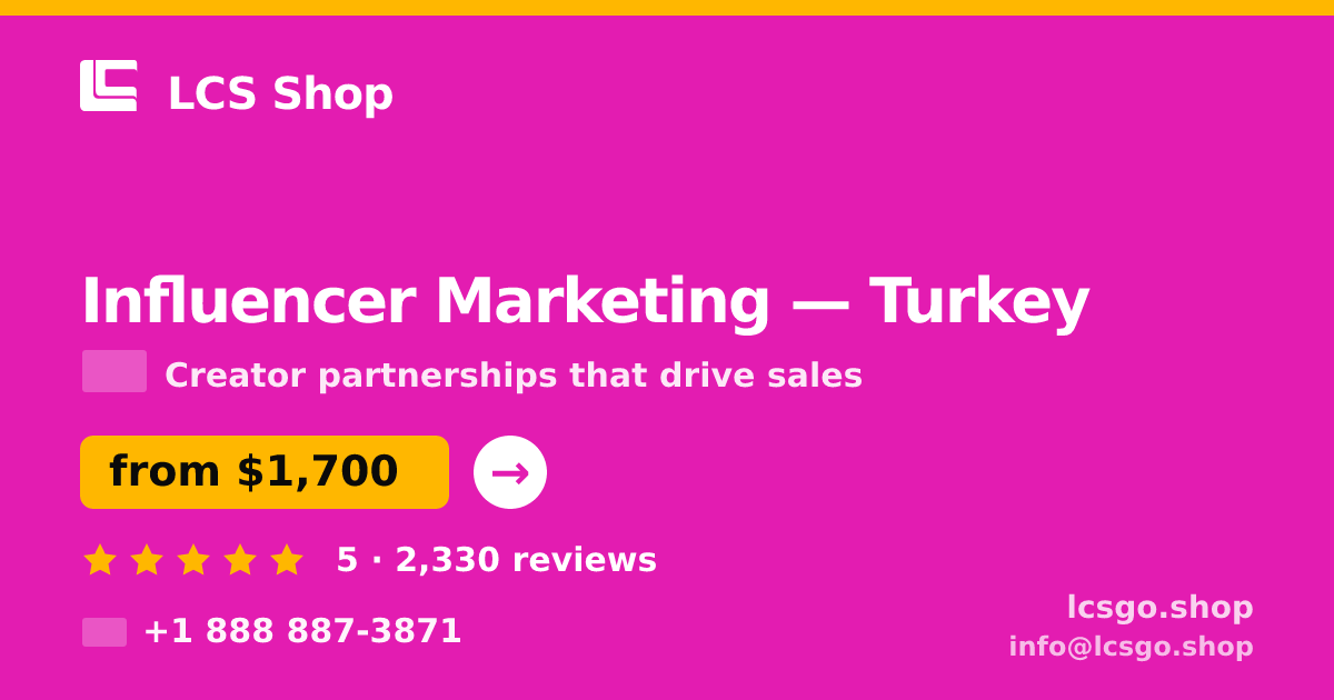 Influencer Marketing in İzmir — from $950/mo, rated 4.6/5 by 3262 clients. LCS Shop.