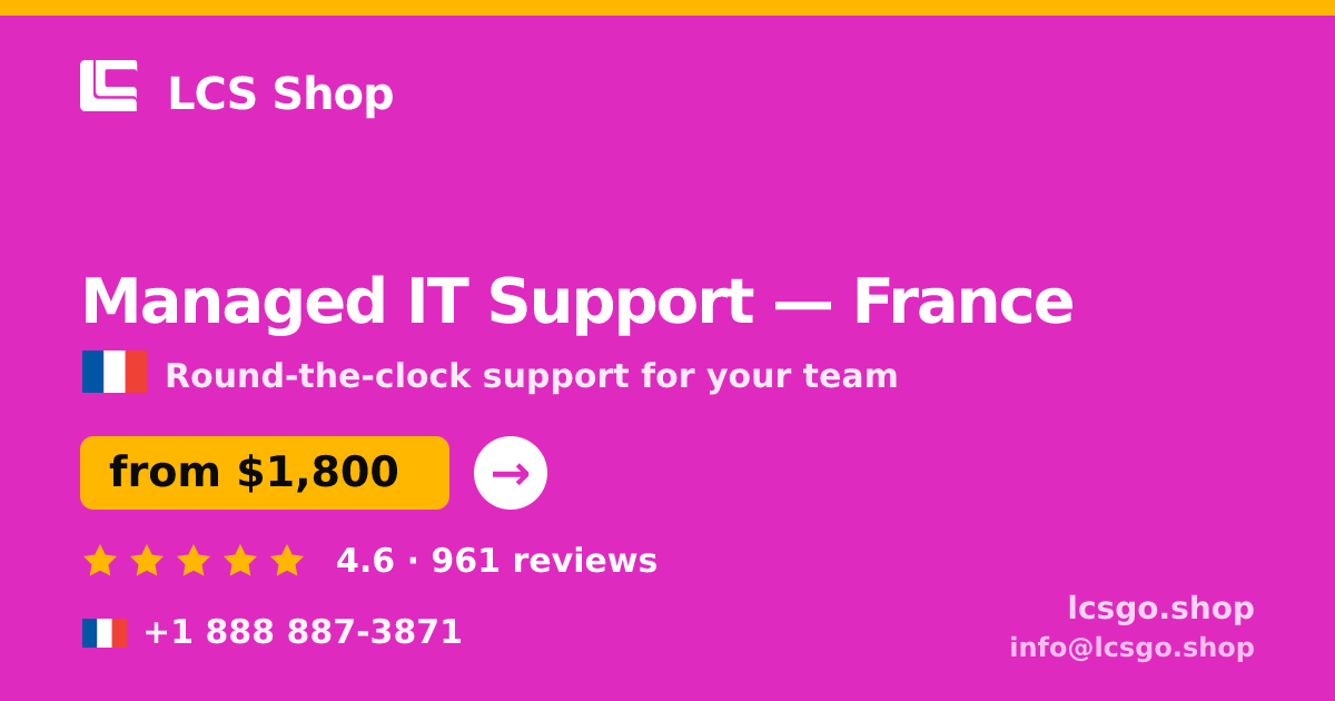 Managed IT Support in Lyon — from $2,300/mo, rated 4.6/5 by 841 clients. LCS Shop.