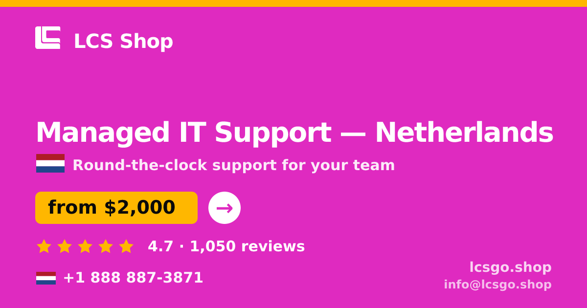Managed IT Support in Rotterdam — from $2,100/mo, rated 4.8/5 by 1022 clients. LCS Shop.