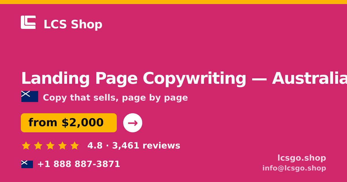 Landing Page Copywriting in Sydney — from $2,100, rated 5/5 by 3058 clients. LCS Shop.