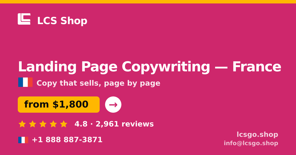 Landing Page Copywriting in France — from $1,800, rated 4.8/5 by 2961 clients. LCS Shop.
