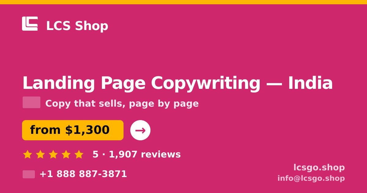 Landing Page Copywriting in India — from $1,300, rated 5/5 by 1907 clients. LCS Shop.