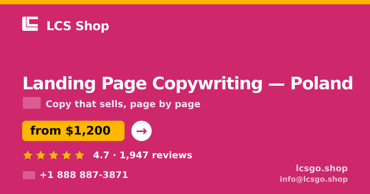 Landing Page Copywriting in Poland — from $1,200, rated 4.7/5 by 1947 clients. LCS Shop.