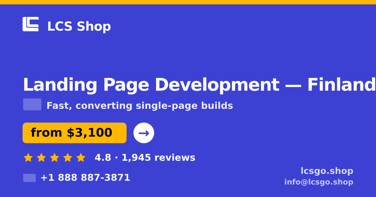 Landing Page Development in Finland — from $3,100, rated 4.8/5 by 1945 clients. LCS Shop.