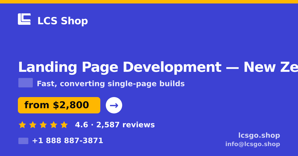 Landing Page Development in Christchurch — from $3,600, rated 4.5/5 by 434 clients. LCS Shop.