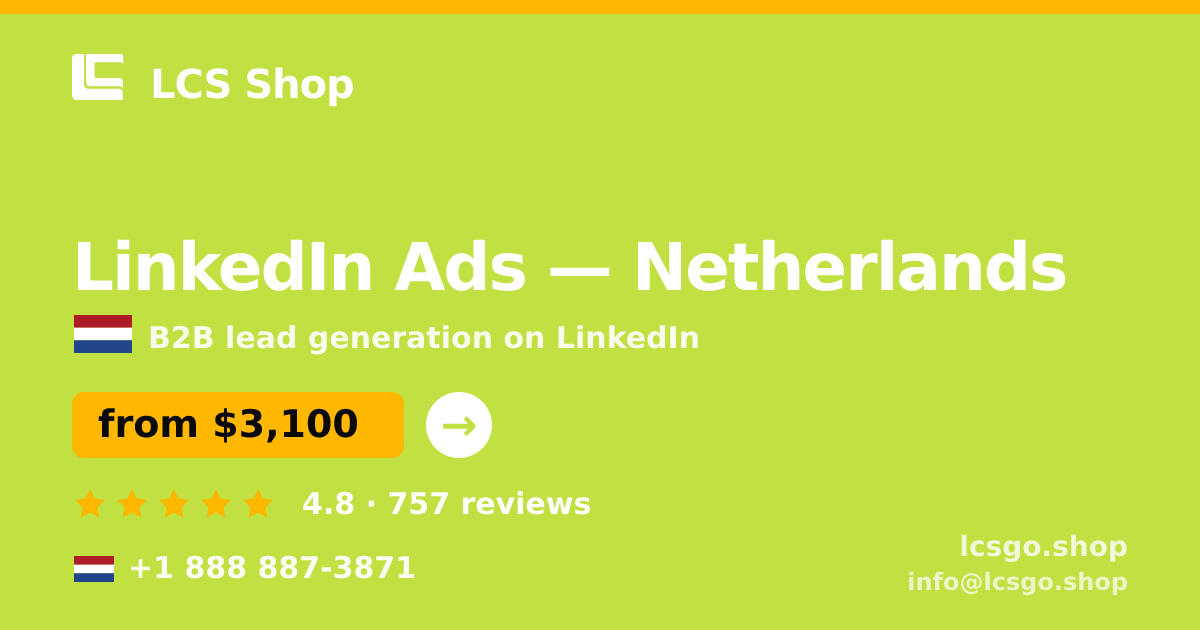 LinkedIn Ads in Amsterdam — from $4,300/mo, rated 4.8/5 by 2108 clients. LCS Shop.