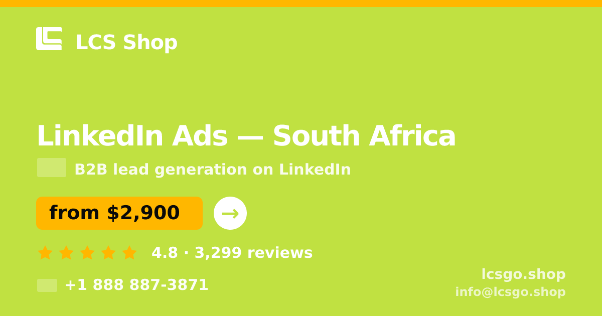 LinkedIn Ads in Johannesburg — from $2,300/mo, rated 4.5/5 by 3486 clients. LCS Shop.