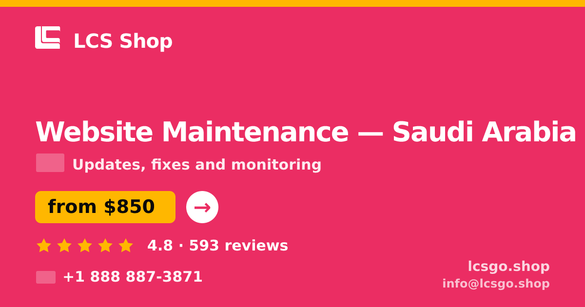Website Maintenance in Dammam — from $1,100/mo, rated 4.8/5 by 3076 clients. LCS Shop.