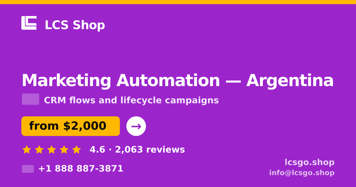 Marketing Automation in Buenos Aires — from $1,300/mo, rated 4.7/5 by 1961 clients. LCS Shop.