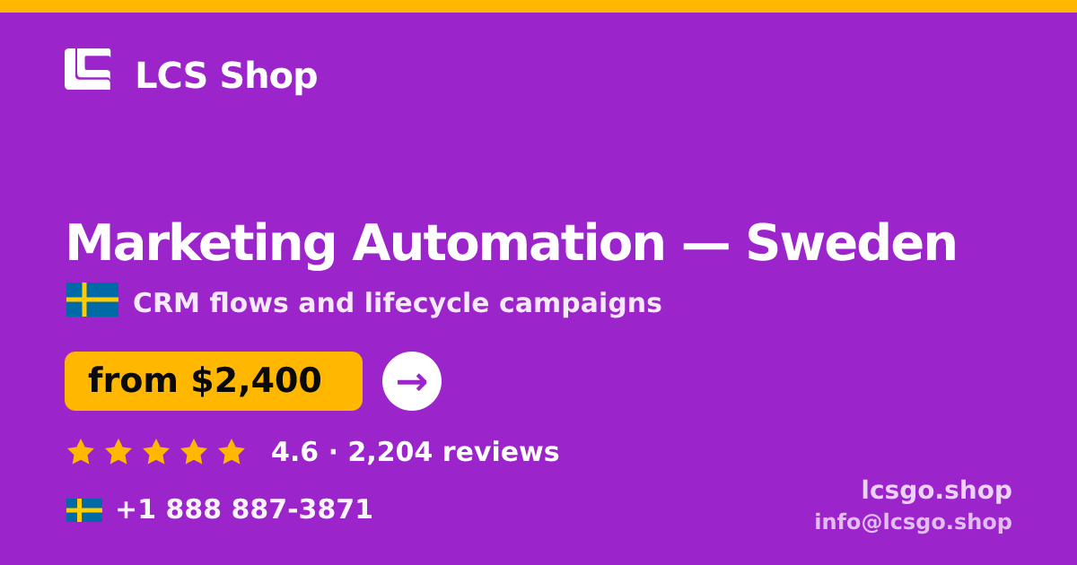 Marketing Automation in Stockholm — from $3,100/mo, rated 4.5/5 by 2057 clients. LCS Shop.
