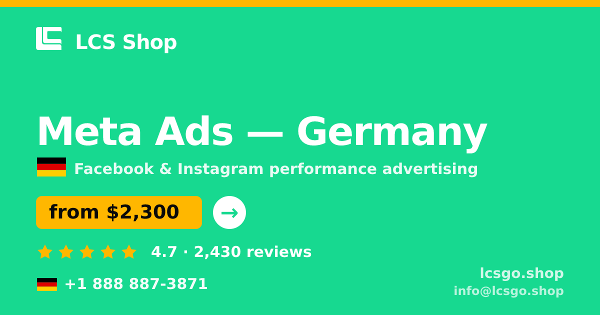 Meta Ads in Cologne — from $3,500/mo, rated 4.9/5 by 1729 clients. LCS Shop.