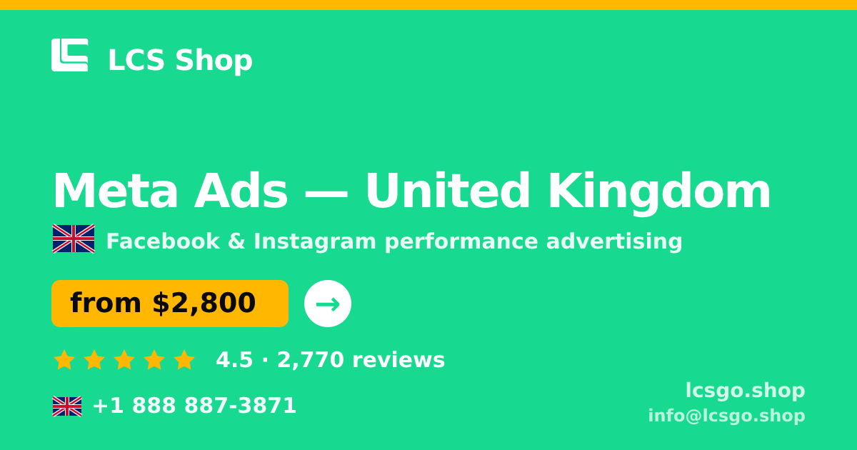 Meta Ads in Manchester — from $2,600/mo, rated 4.9/5 by 1333 clients. LCS Shop.
