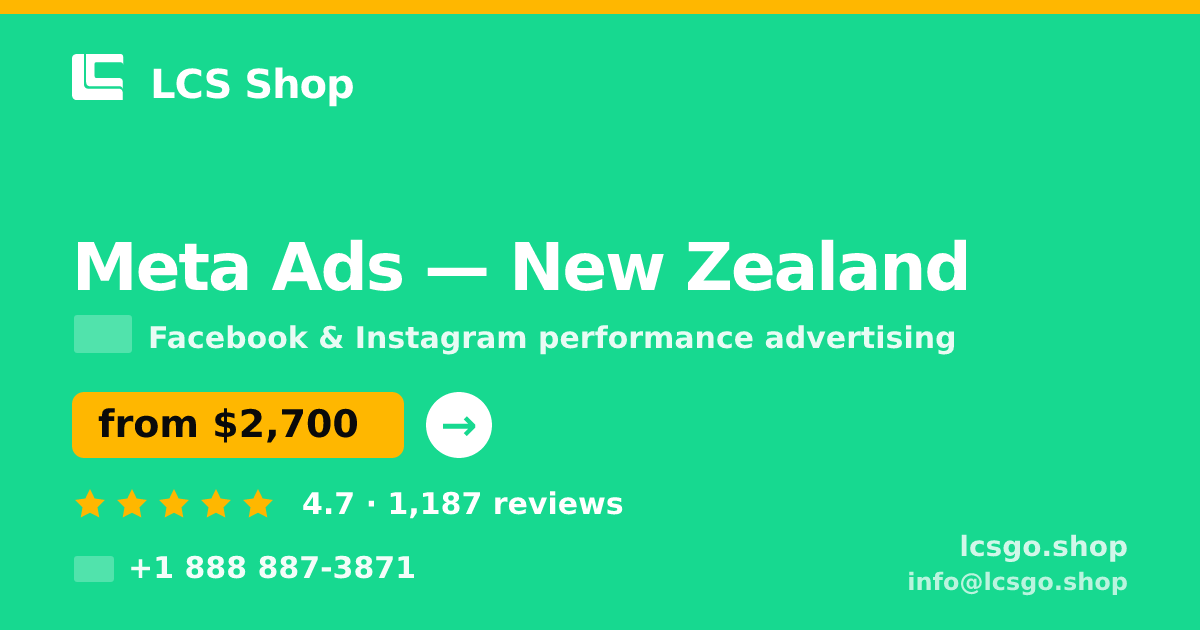 Meta Ads in Wellington — from $2,800/mo, rated 4.5/5 by 3220 clients. LCS Shop.