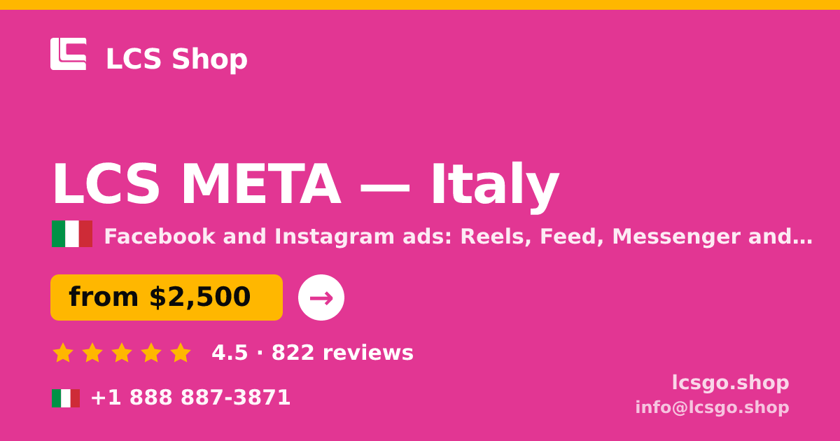LCS META in Italy — from $2,500/mo, rated 4.5/5 by 822 clients. LCS Shop.