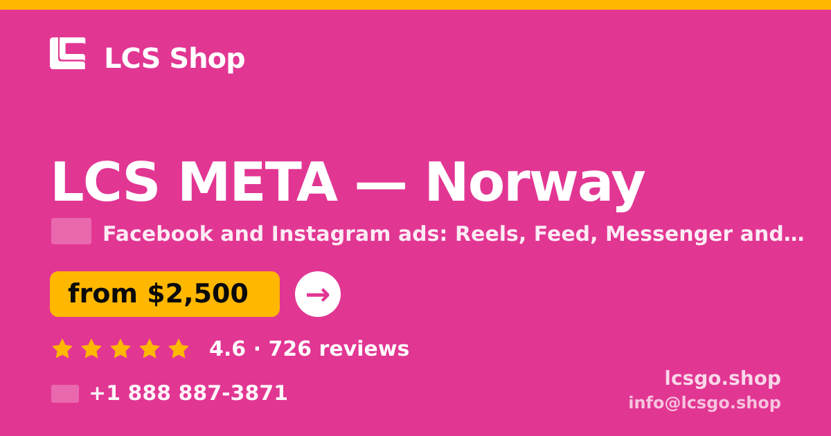 LCS META in Norway — from $2,500/mo, rated 4.6/5 by 726 clients. LCS Shop.