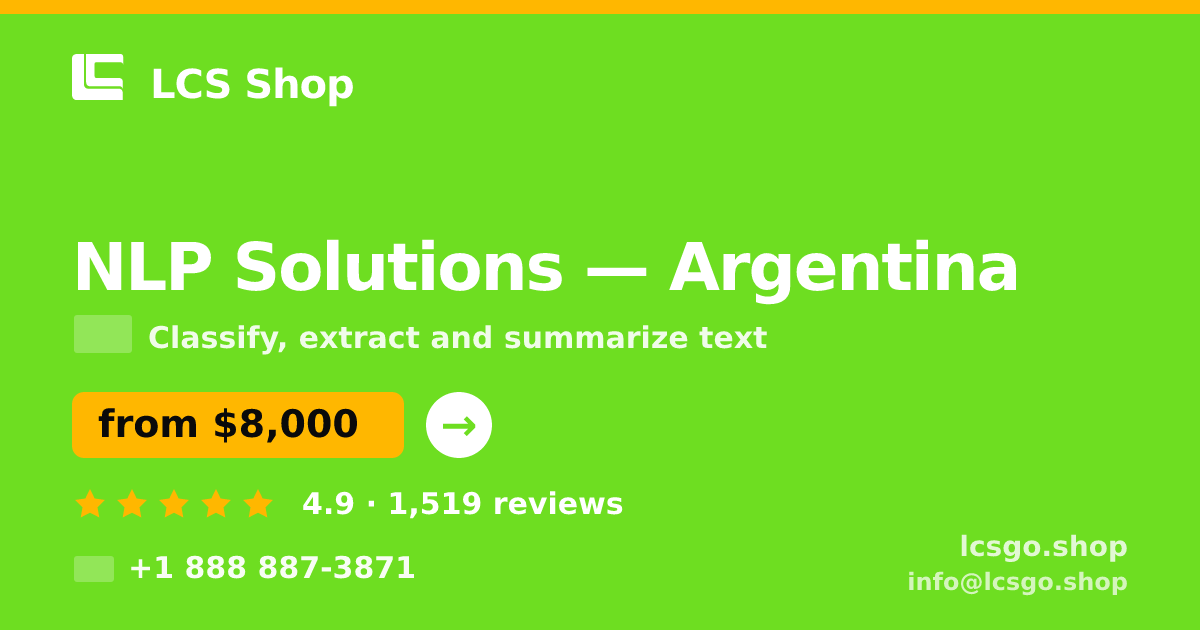 NLP Solutions in Argentina — from $8,000, rated 4.9/5 by 1519 clients. LCS Shop.