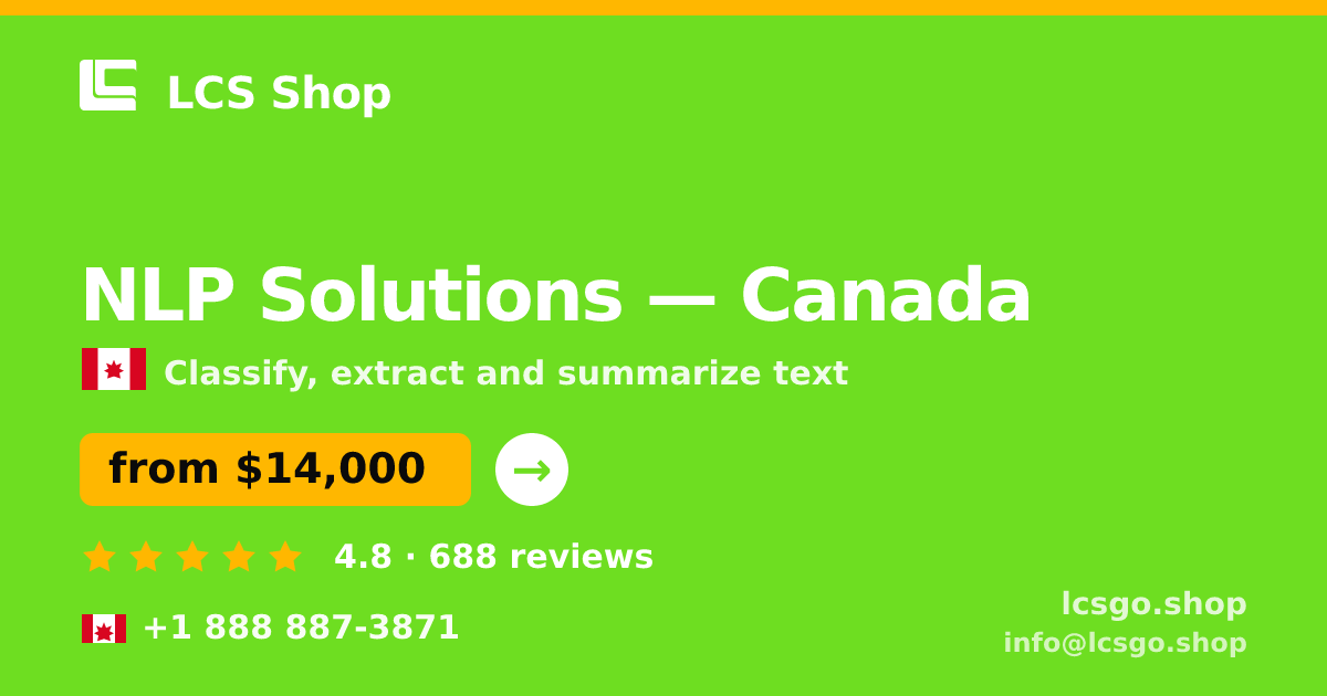 NLP Solutions in Canada — from $14,000, rated 4.8/5 by 688 clients. LCS Shop.