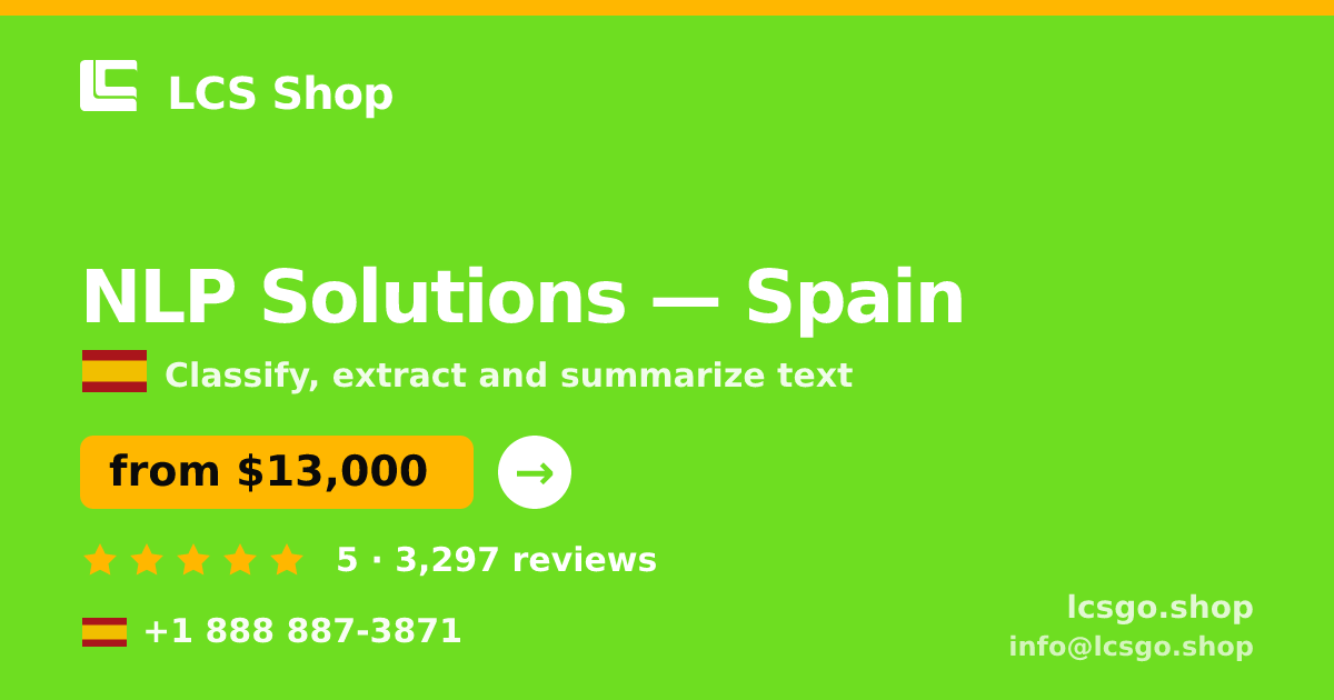 NLP Solutions in Spain — from $13,000, rated 5/5 by 3297 clients. LCS Shop.
