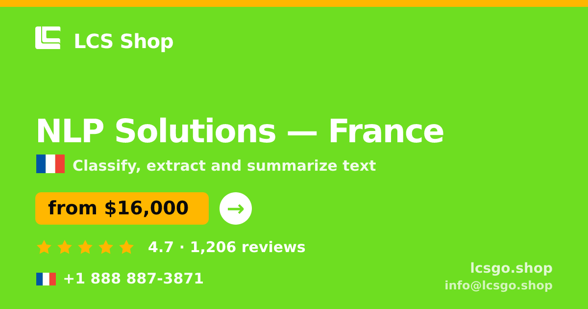 NLP Solutions in France — from $16,000, rated 4.7/5 by 1206 clients. LCS Shop.