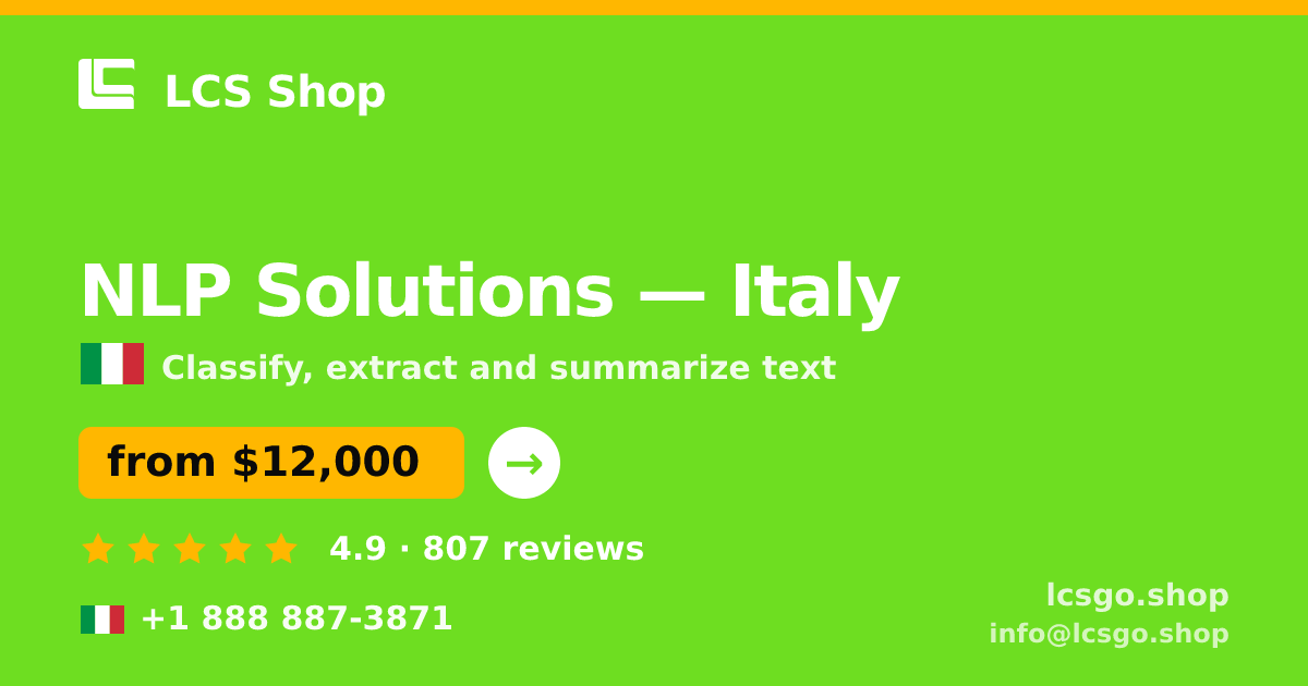 NLP Solutions in Turin — from $12,000, rated 4.9/5 by 2528 clients. LCS Shop.