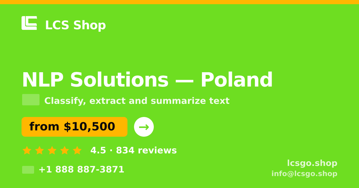 NLP Solutions in Poland — from $10,500, rated 4.5/5 by 834 clients. LCS Shop.