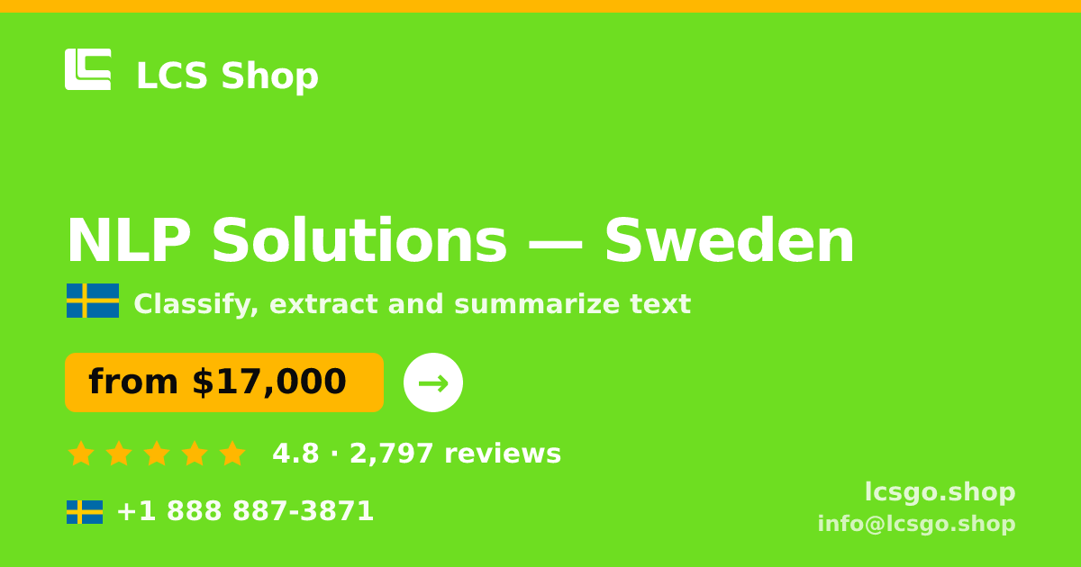 NLP Solutions in Sweden — from $17,000, rated 4.8/5 by 2797 clients. LCS Shop.