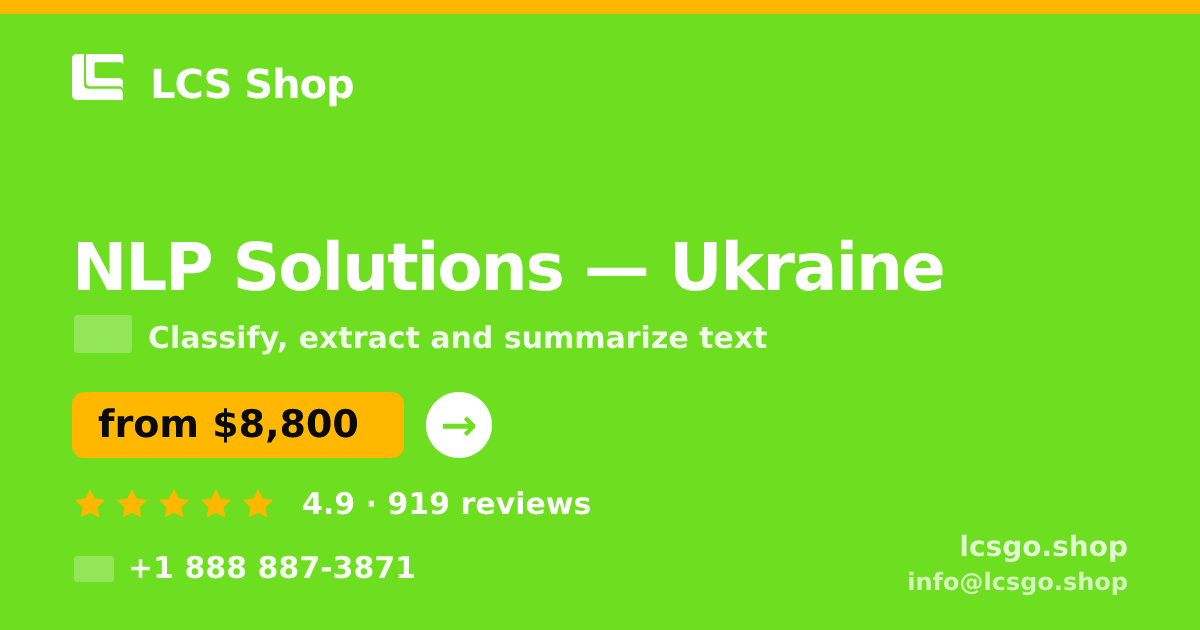 NLP Solutions in Ukraine — from $8,800, rated 4.9/5 by 919 clients. LCS Shop.