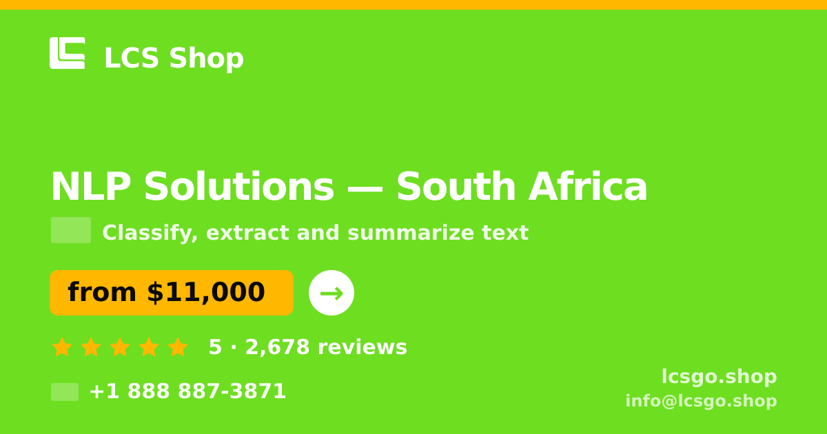 NLP Solutions in South Africa — from $11,000, rated 5/5 by 2678 clients. LCS Shop.