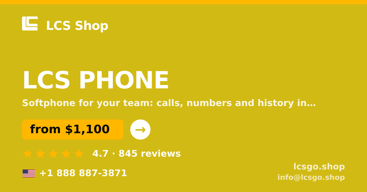 LCS PHONE in the USA — from $1,100/mo, rated 4.7/5 by 845 clients. LCS Shop.