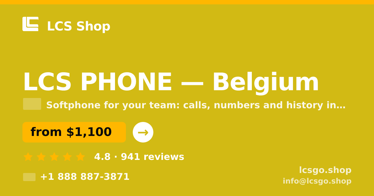 LCS PHONE in Belgium — from $1,100/mo, rated 4.8/5 by 941 clients. LCS Shop.