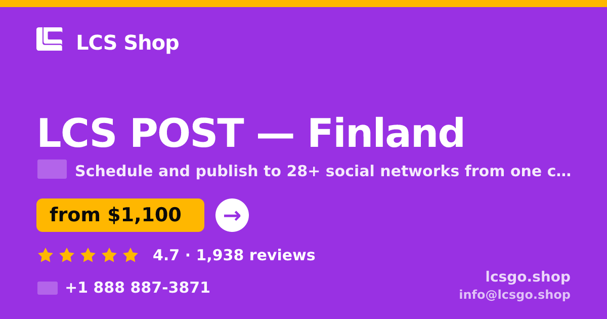 LCS POST in Finland — from $1,100/mo, rated 4.7/5 by 1938 clients. LCS Shop.