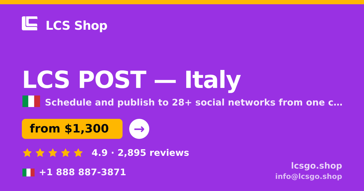 LCS POST in Italy — from $1,300/mo, rated 4.9/5 by 2895 clients. LCS Shop.