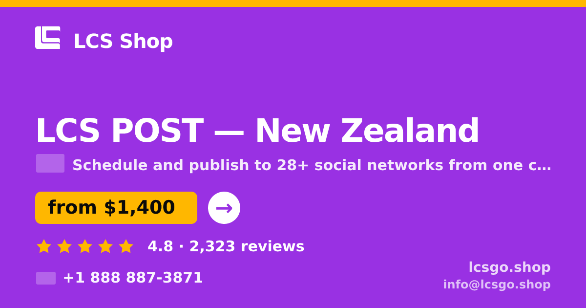 LCS POST in New Zealand — from $1,400/mo, rated 4.8/5 by 2323 clients. LCS Shop.