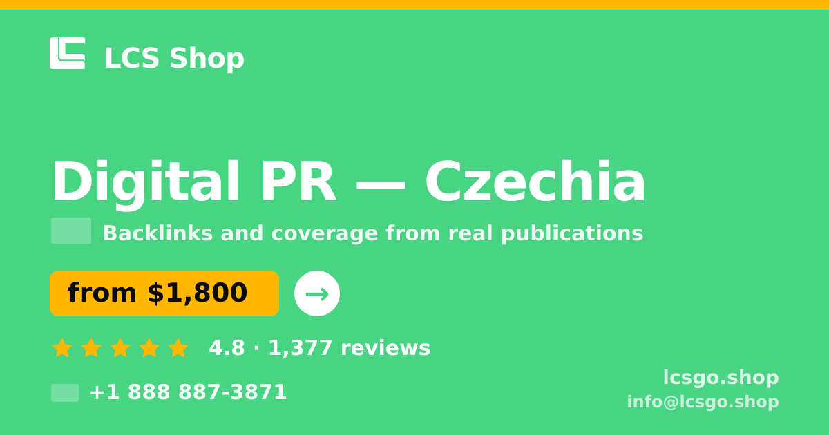 Digital PR in Czechia — from $1,800/mo, rated 4.8/5 by 1377 clients. LCS Shop.