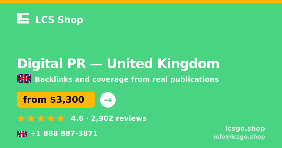 Digital PR in Glasgow — from $2,500/mo, rated 4.7/5 by 1023 clients. LCS Shop.
