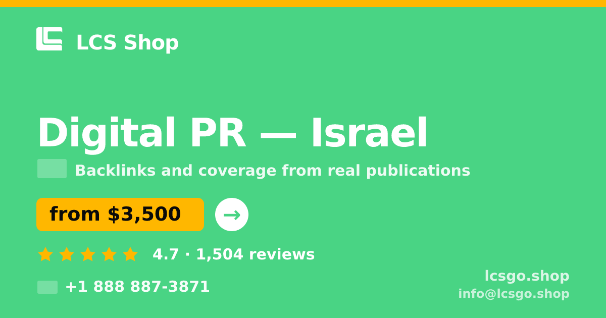 Digital PR in Jerusalem — from $3,400/mo, rated 4.5/5 by 1308 clients. LCS Shop.