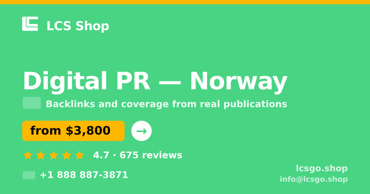 Digital PR in Norway — from $3,800/mo, rated 4.7/5 by 675 clients. LCS Shop.