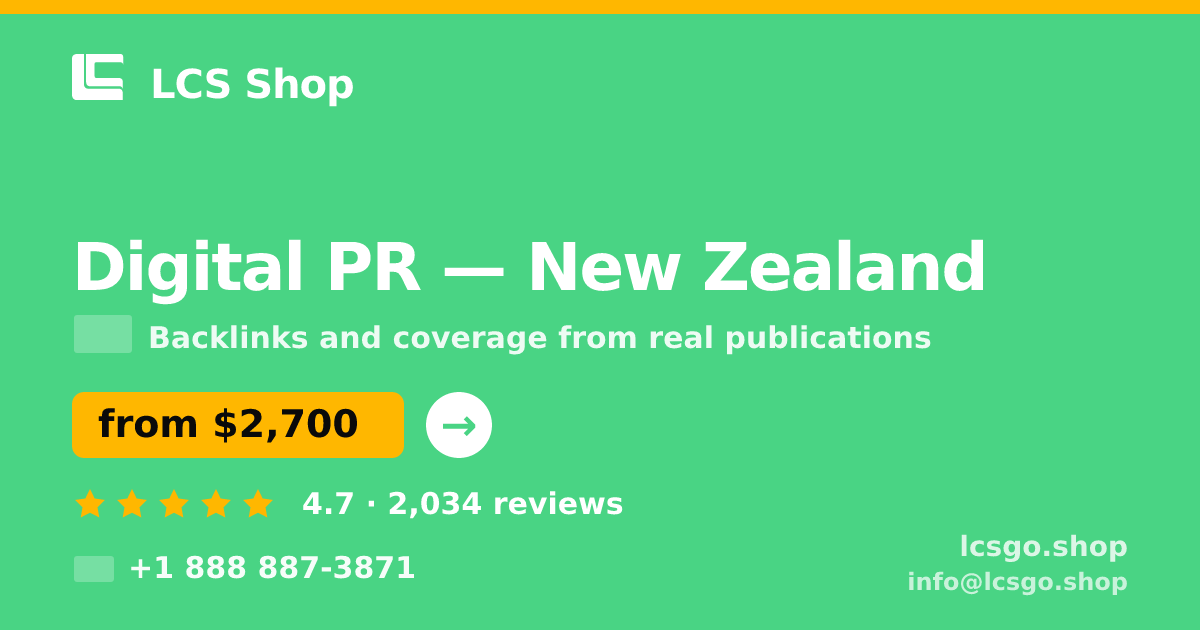 Digital PR in Auckland — from $3,300/mo, rated 4.7/5 by 1093 clients. LCS Shop.