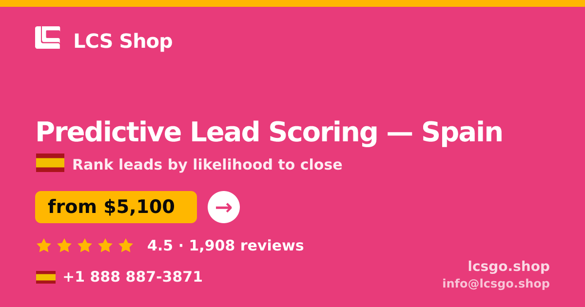 Predictive Lead Scoring in Spain — from $5,100, rated 4.5/5 by 1908 clients. LCS Shop.