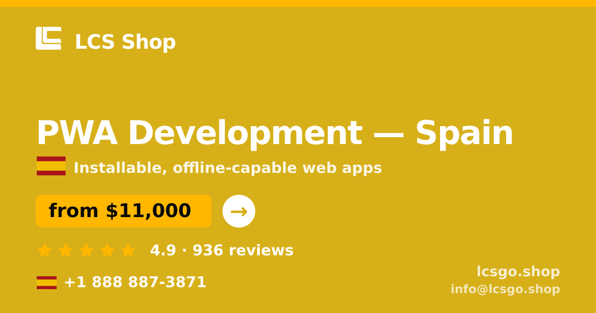 PWA Development in Madrid — from $13,000, rated 4.6/5 by 1785 clients. LCS Shop.