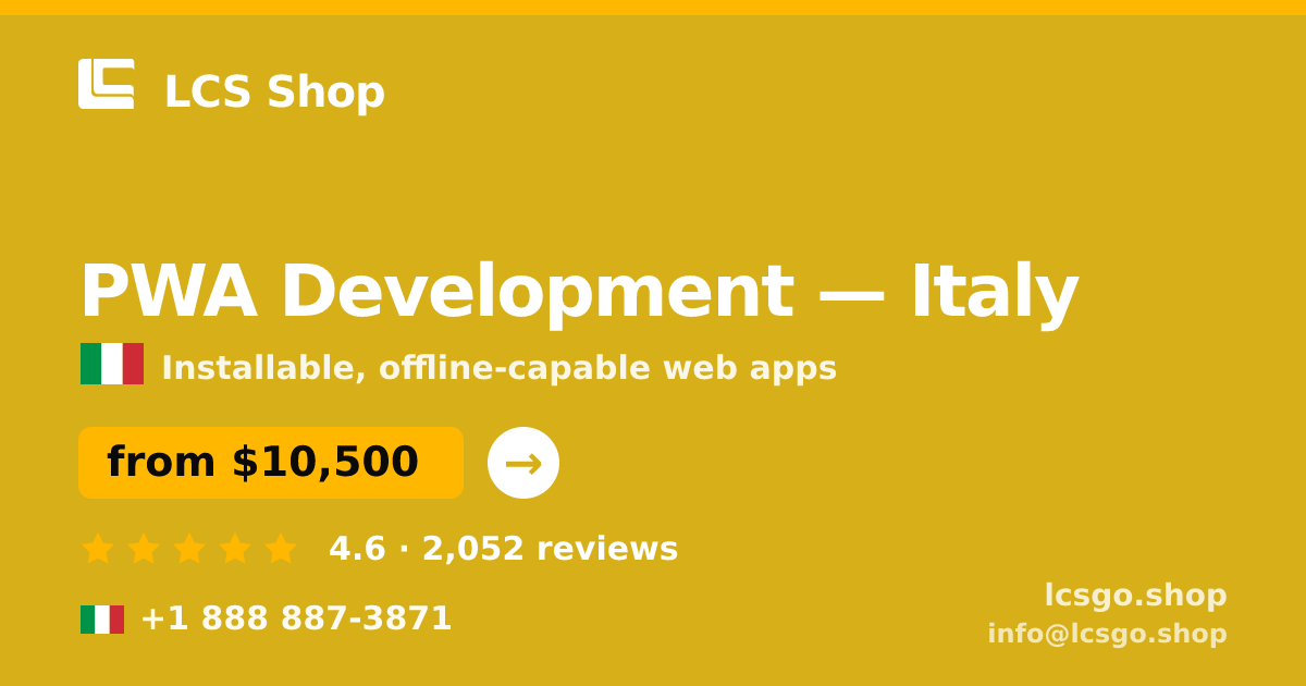 PWA Development in Milan — from $13,500, rated 4.5/5 by 845 clients. LCS Shop.