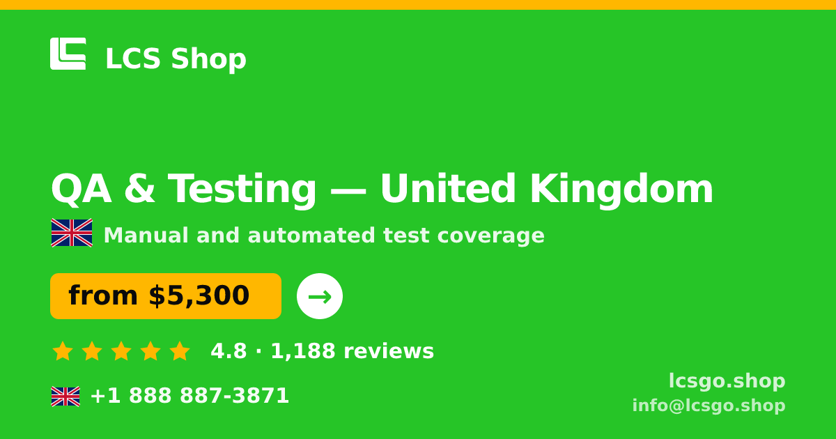 QA & Testing in United Kingdom — from $5,300, rated 4.8/5 by 1188 clients. LCS Shop.