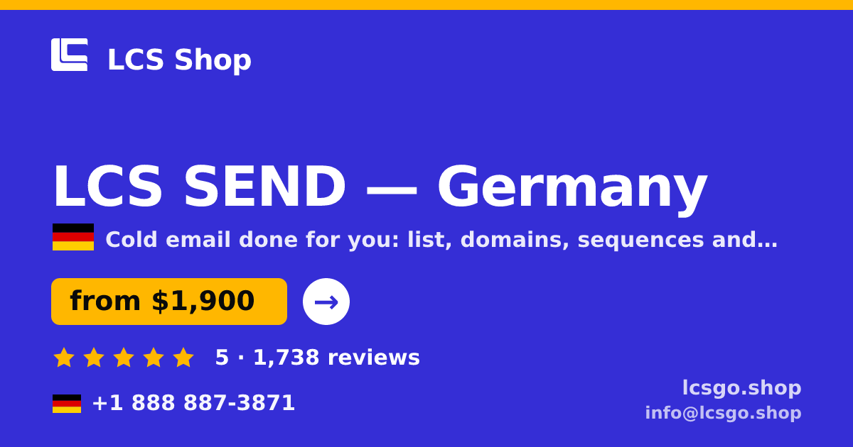 LCS SEND in Germany — from $1,900/mo, rated 5/5 by 1738 clients. LCS Shop.