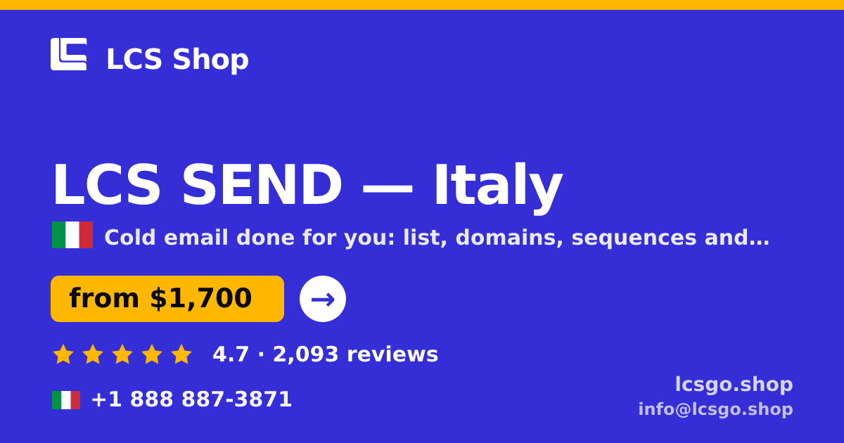LCS SEND in Italy — from $1,700/mo, rated 4.7/5 by 2093 clients. LCS Shop.